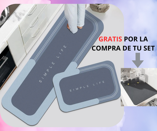 🎁Alfombras antideslizantes y súper absorbentes + gratis alfombra escurridor de cocina💧